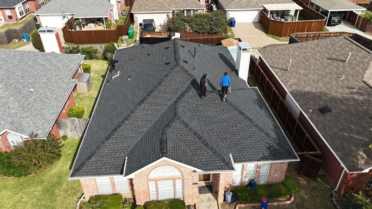 Slate & Tile Roof Repair work in progress on a Greeley property